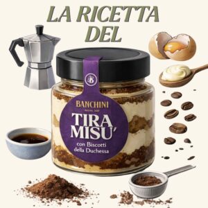 Tiramisù Banchini con Biscotti della Duchessa, caffè, cacao e crema in vasetto